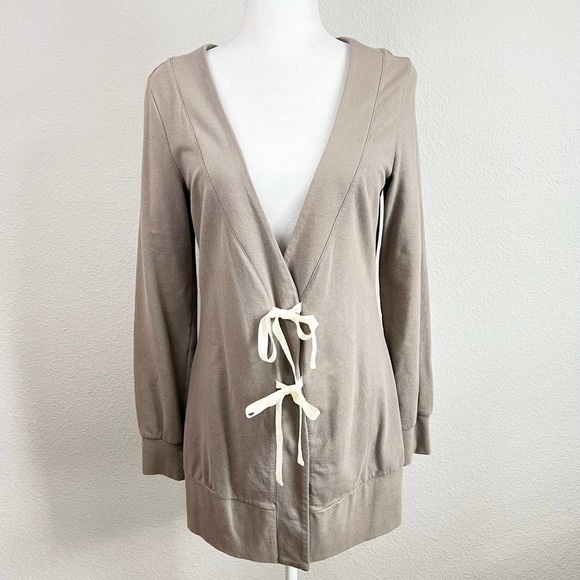 ANTHROPOLOGIE Saturday Sunday Brown Tie Front Cardigan Sweater Women's S Stretch - Picture 1 of 9